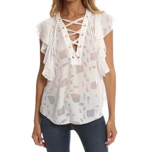 IRO Gilka White Lace Up Top